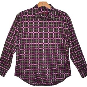Robert Graham Men’s Plaid Long Sleeve Button Shirt Size XL Purple Olive Green